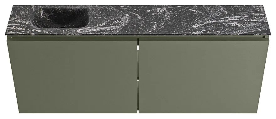 Mondiaz Ture DLux toiletmeubel 120cm army met wastafel lava links met kraangat