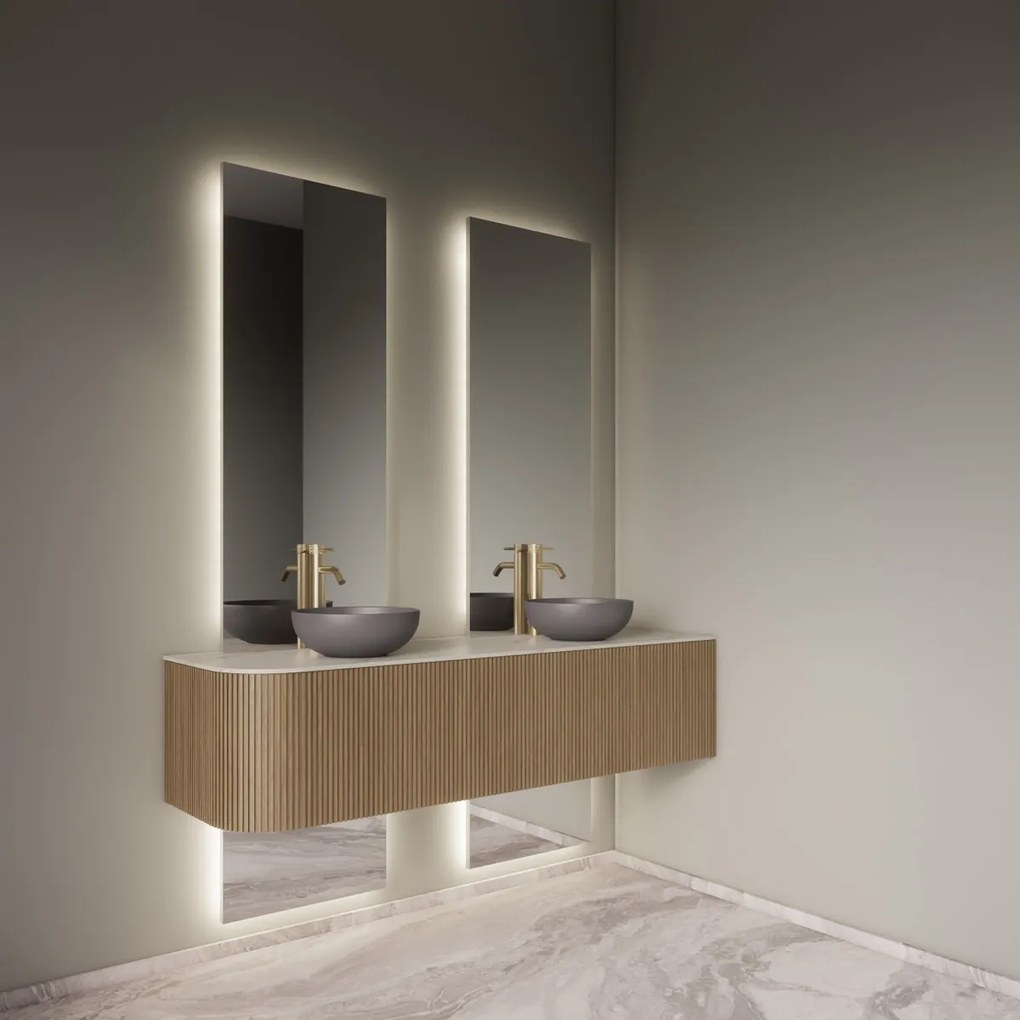 Gliss Design Celeste spiegel tweedelig rechthoekig 40x145cm met handsensor