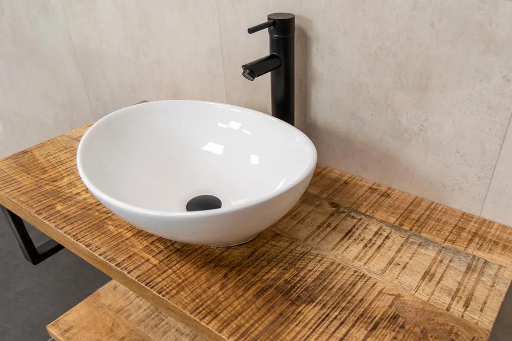 MD Interior Woodz mangohouten badkamermeubel 100cm met witte waskom