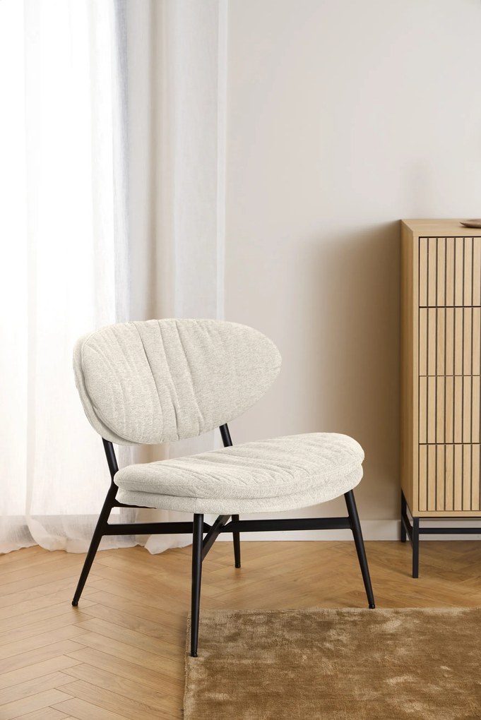SOPHIA Beige (stof Apia 453)/zwart onderstel - RELAXFAUTEUIL STOEL VOOR DE WOONKAMER/HET KANTOOR MET BEKLEDING