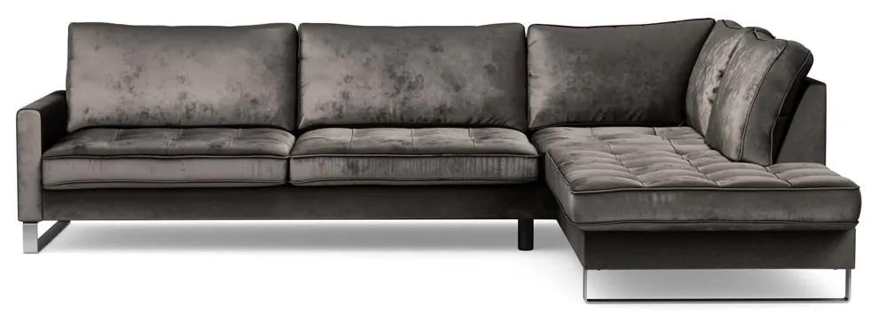 Rivièra Maison - West Houston Corner Sofa Chaise Longue Right, velvet, grimaldi grey - Kleur: grijs