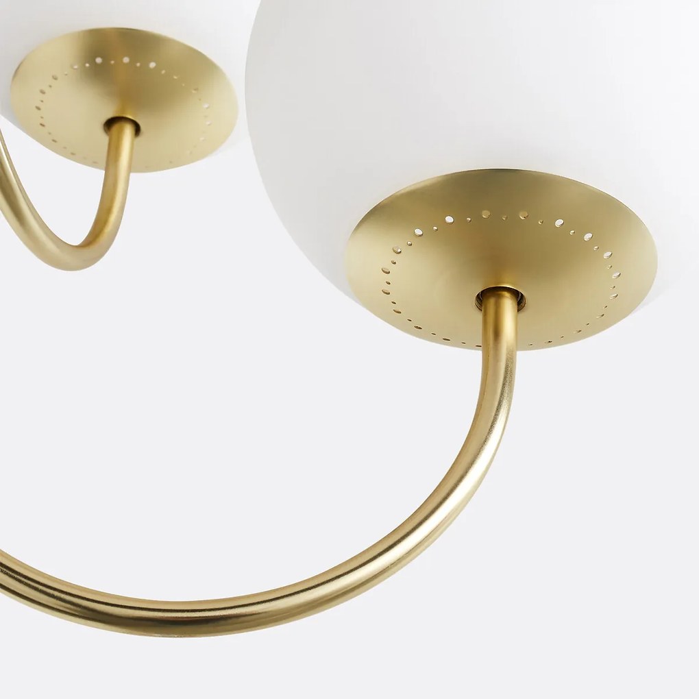 Hanglamp in messing en opaline glas, Moricio
