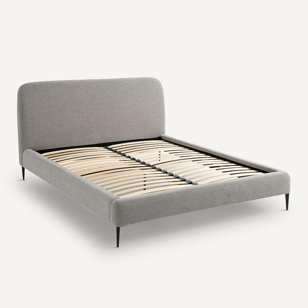 Bed met lattenbodem, in structuurstof, ontwerp Emmanuel Gallina, OSCAR