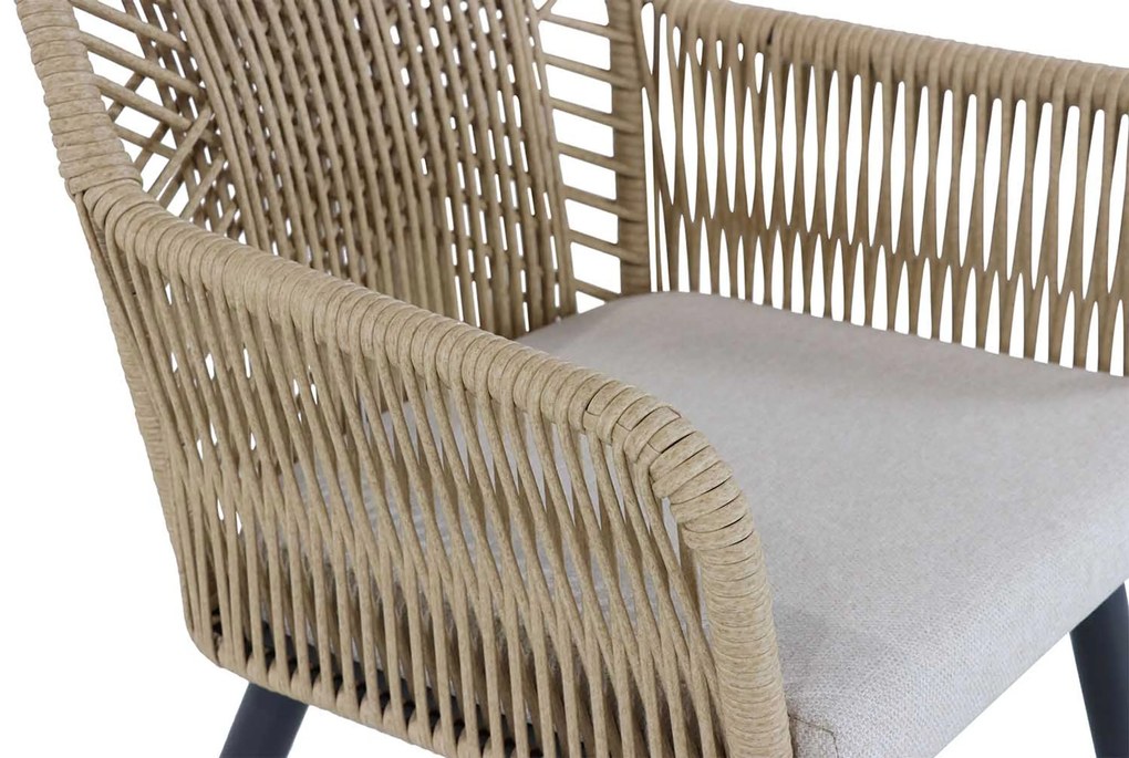Tuinstoel Aluminium/wicker Taupe-naturel-bruin Coco Vedra naturel