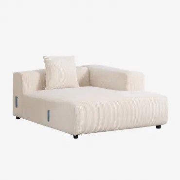 Rechter Chaise Longue Module Met Kussen Voor Modulaire Bank Bruna Corduroy Beige – Linnen - Sklum