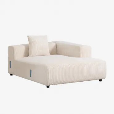 Rechtse Chaise Longue Module Met Kussen Voor Modulaire Bank Bruna Corduroy Linnen Beige - Sklum