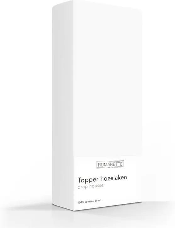 Romanette Luxe Katoenen Topper Hoeslaken - Wit 90 x 200