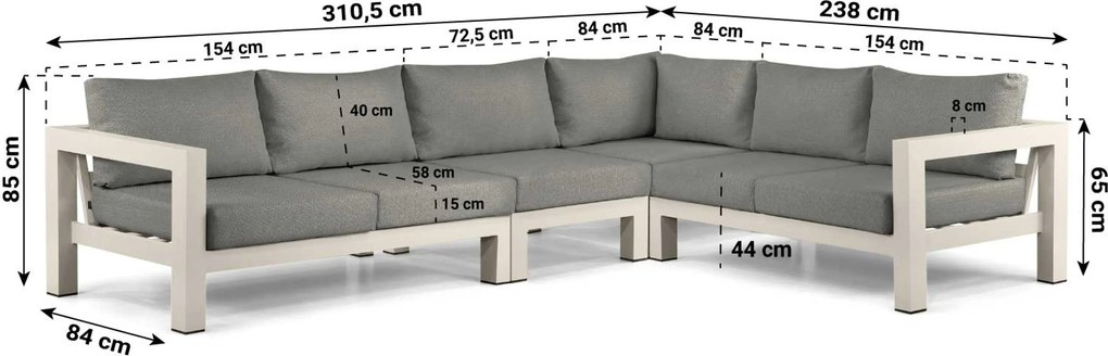 Hoek loungeset 6 personen Aluminium Taupe Lifestyle Garden Furniture Luca