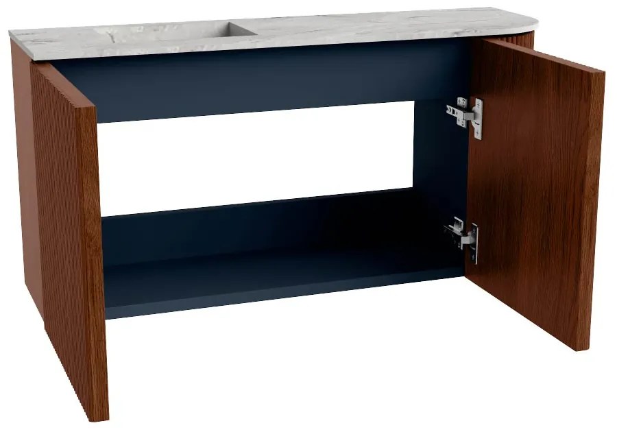 Mondiaz Joya DLux 80cm toiletmeubel ronding rechts ruby met wastafel faye links zonder kraangat glace