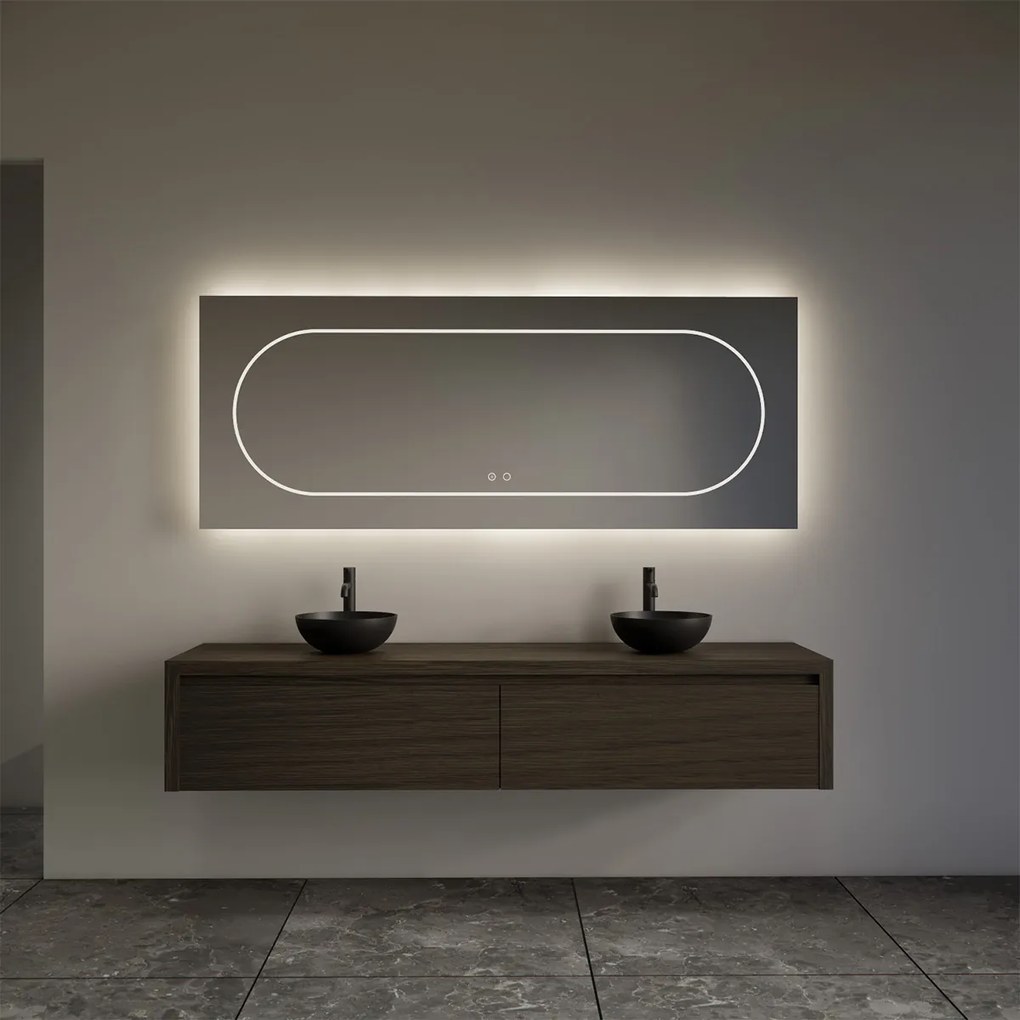 Gliss Design Ares badmeubel 180cm 2 lades charcoal zonder waskom
