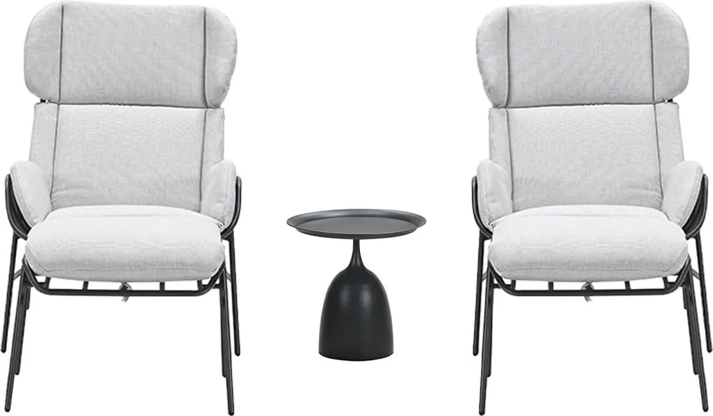 Garden Impressions Fresno loungestoelen donker grijs - Mati bijzettafel Ø50x48 cm