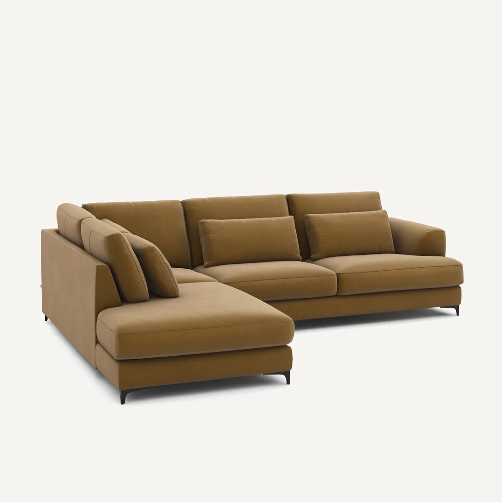 Omvormbare hoekbank links, in linnen fluweel, Marsile