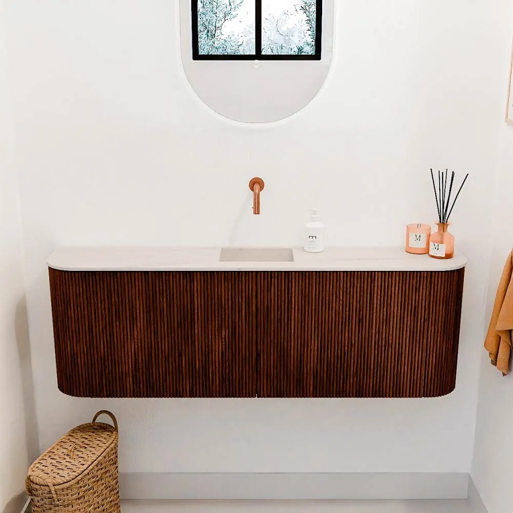 Mondiaz Joya DLux 125cm toiletmeubel ronding links/rechts ruby met wastafel faye midden zonder kraangat meli