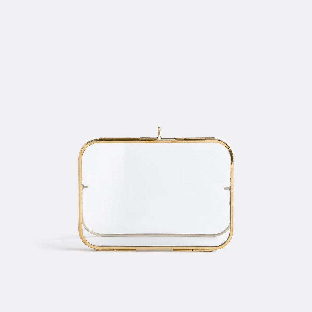 Staand fotokader in messing en glas, H18 cm, Uyova