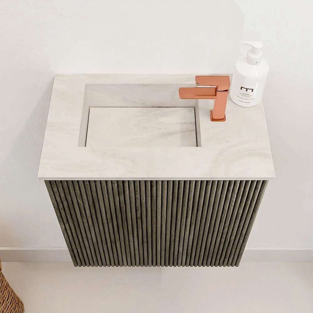 Mondiaz Joya DLux 40cm toiletmeubel shadow met wastafel faye links 1 kraangat ostra