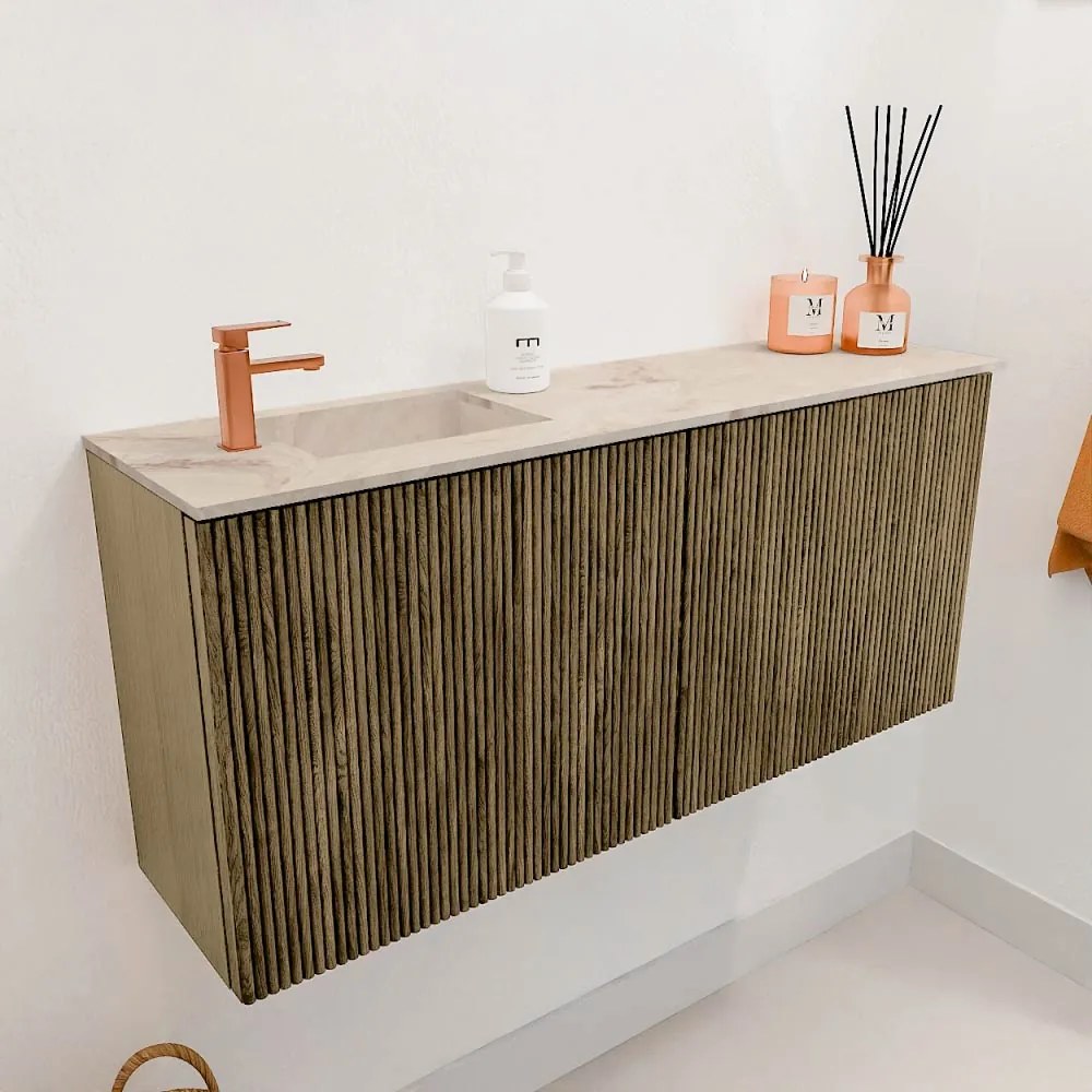 Mondiaz Joya DLux 90cm toiletmeubel dusk met wastafel faye links 1 kraangat frappe