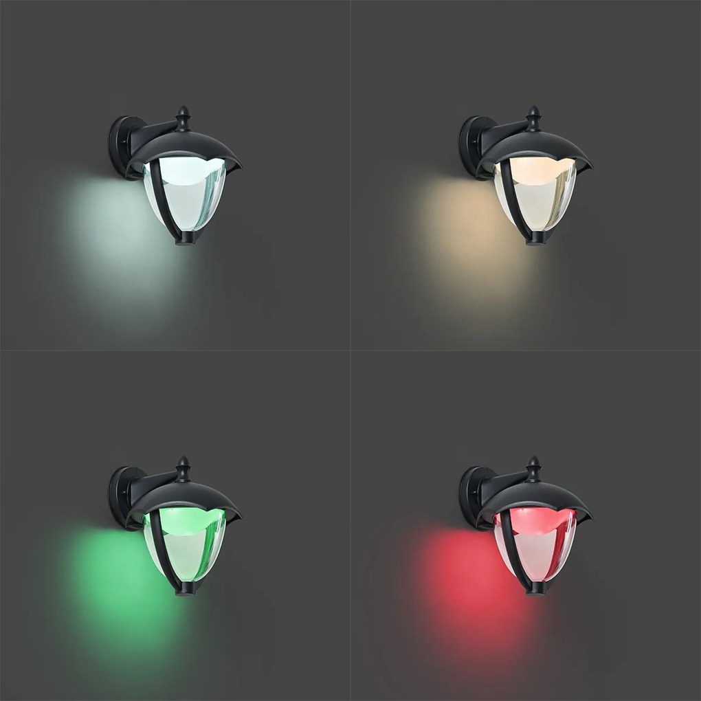 Smart buiten wandlamp zwart met helder glas incl. LED IP54 - Classica