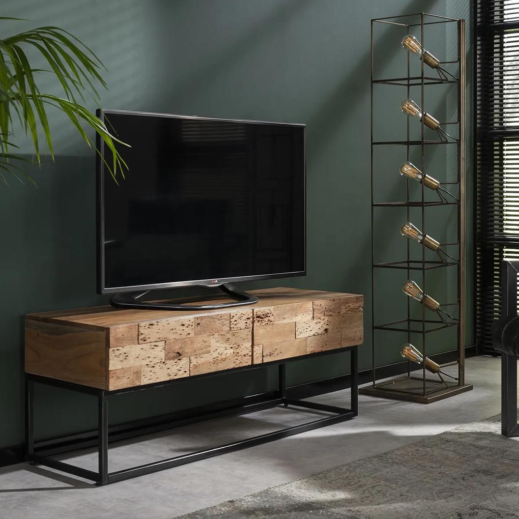 Massief Acaciahouten Tv-meubel 120 Cm - 120x40x46cm.