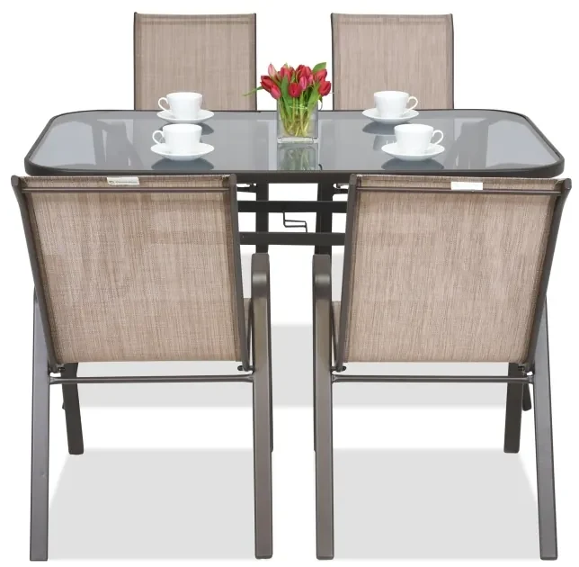 Stalen dining tuinset Modena Bruin voor 4 personen Garden Point