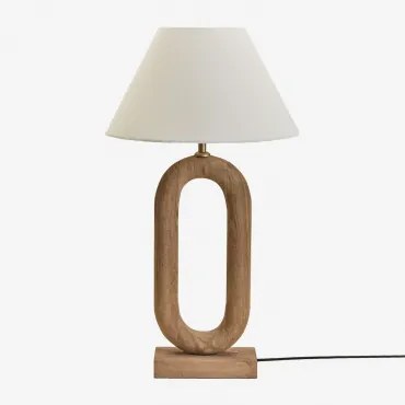 Tiberia Mangohouten Tafellamp Mangohout & Wit Ø40 Cm Menorca - Sklum