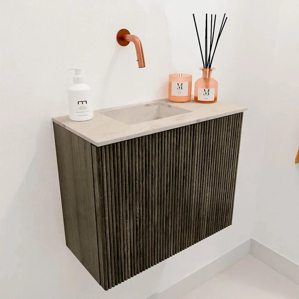 Mondiaz Joya DLux 50cm toiletmeubel shadow met wastafel faye links zonder kraangat frappe