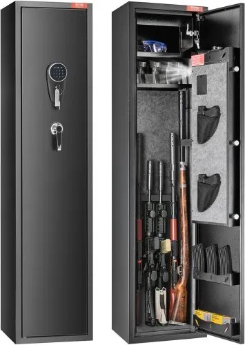 VEVOR 6-Gun Safe, Geweerkluis met vingerafdruk en digitaal toetsenbordslot, Wapenkast met ingebouwd opbergvak, Verwijderbare opbergplank