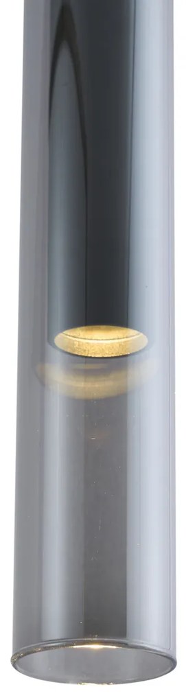 Moderne spot zwart met smoke glas voor railsysteem 1-fase - Slimline Loyce