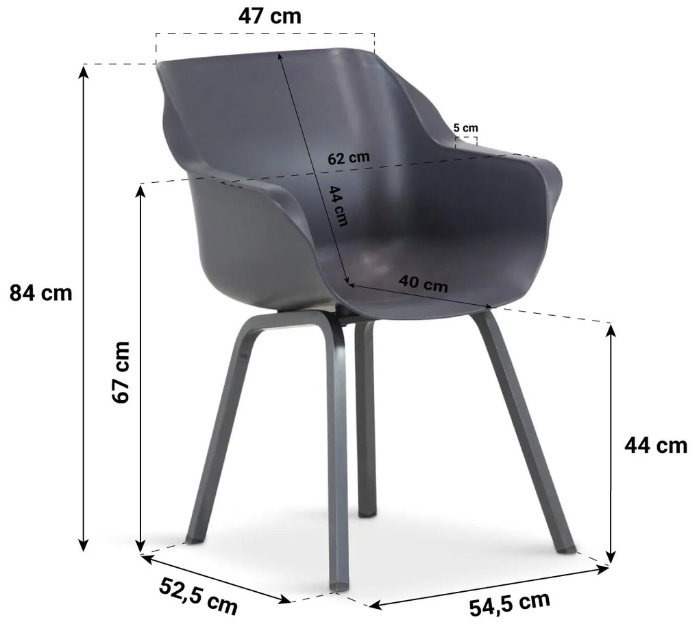 Tuinset 4 personen 200 cm Kunststof Grijs Hartman Sophie