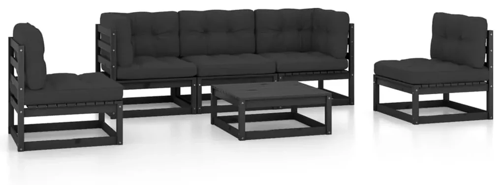 vidaXL 6-delige Loungeset met kussens massief grenenhout