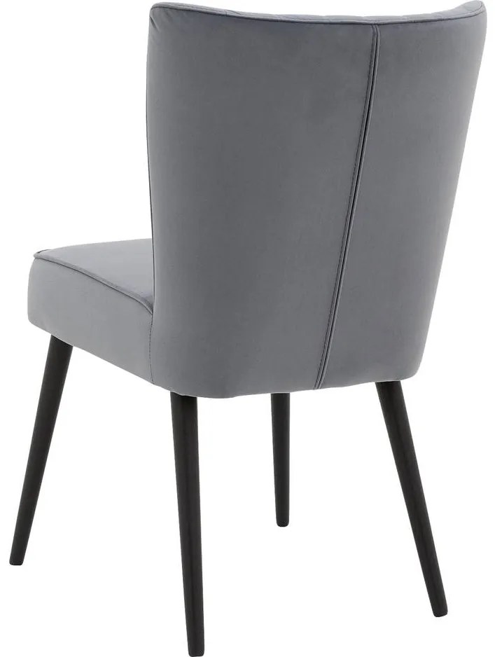 Goossens Eetkamerstoel Rob blauw velvet stof leuning, urban industrieel