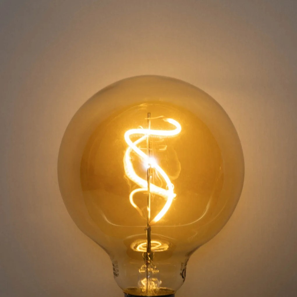 Set van 5 E27 dimbare LED spiraal filament G95 4W 270 lm 2700K