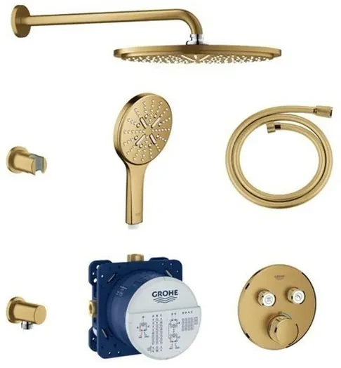 GROHE Grohtherm SmartControl Regendoucheset inbouw - hoofddouche 31cm - handdouche rond - wandarm - slang 175cm - geborsteld cool sunrise SW98832 / sw98873 / sw98897 / sw98905 / sw105953 /