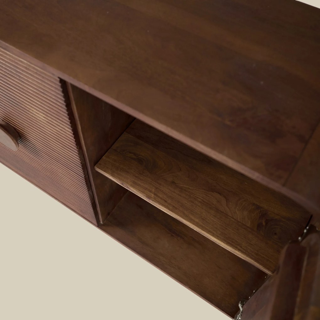 Houten Dressoir Met Ronde Hoeken - 160x40x76cm.