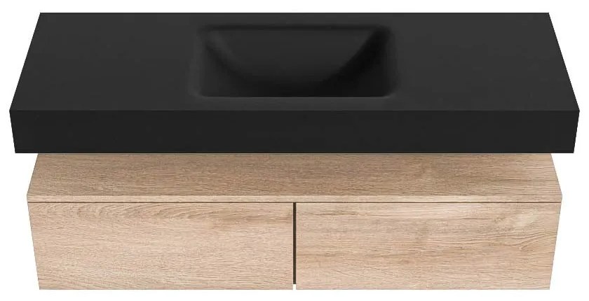 Zaro Alan badmeubel 130cm washed oak 2 lades met vrijhangende wastafel cloud midden 1 kraangat urban