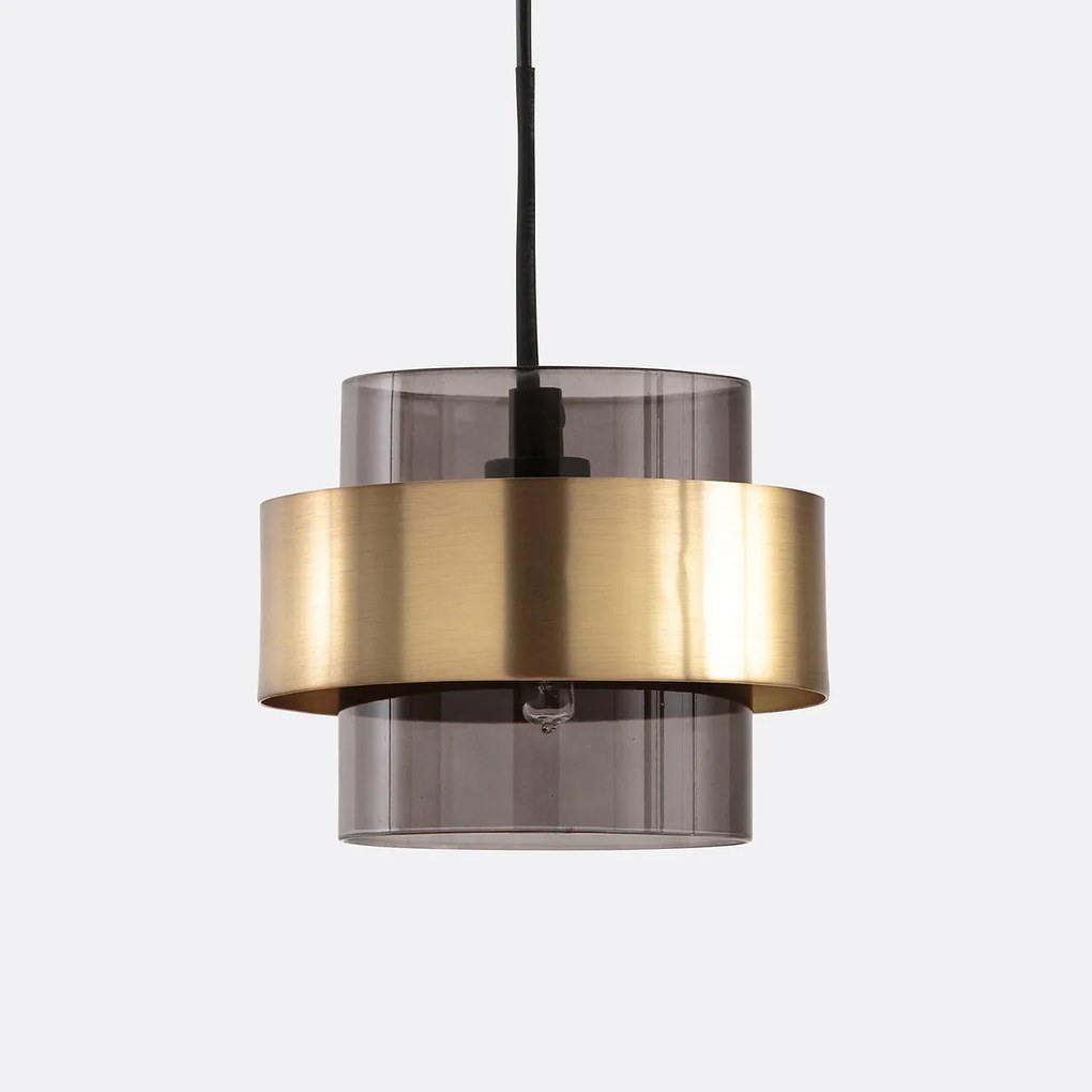 Hanglamp in gerookt glas Ø13,8 cm, Botello