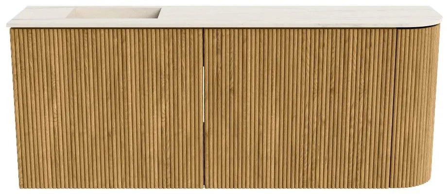 Mondiaz Joya DLux 100cm toiletmeubel ronding rechts oak met wastafel faye links 1 kraangat meli