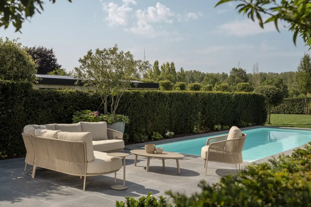 Taste by 4 Seasons Salute salontafel latte met ovaal keramisch tafelblad 120 x 65 cm (H 30 cm) Loungetafel beige weerbestendig