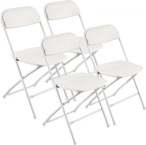 VEVOR 4-pack opvouwbare stoelen, opvouwbare kunststof stoelen, draagbare kampeerstoel, stapelbare zitplaatsen voor binnen en buiten, opvouwbare stoel voor thuis, tuin, feesten en evenementen, wit