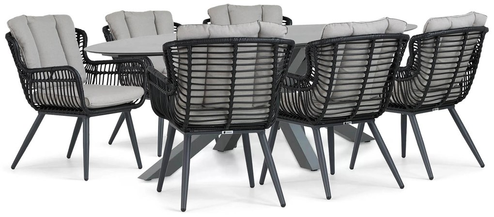 Tuinset 6 personen 240 cm Aluminium/wicker Grijs Coco Azzano/Ellisse