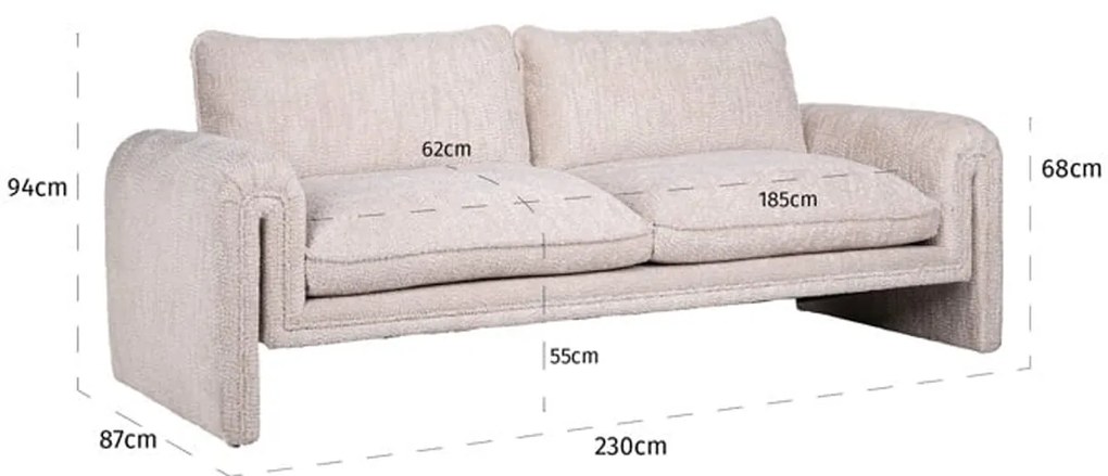 Richmond Interiors Sandro Design 3-zits Bank Lovely Cream