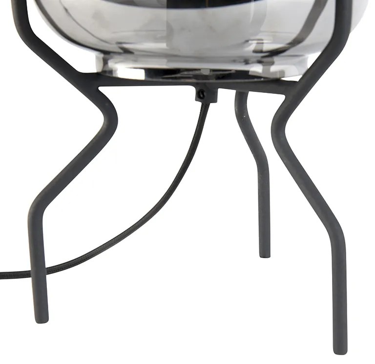 Design tafellamp zwart met smoke glas - Bliss