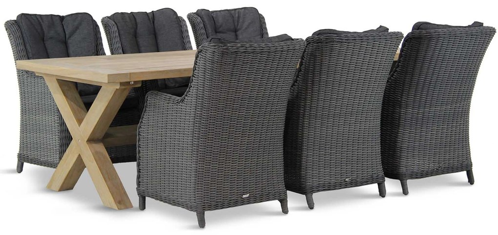 Tuinset 6 personen 240 cm Wicker Zwart Garden Collections Buckingham/Oregon