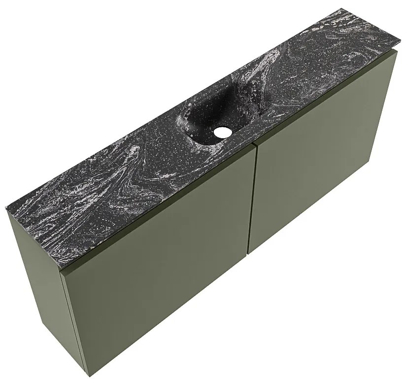 Mondiaz Ture DLux toiletmeubel 120cm army met wastafel lava midden zonder kraangat