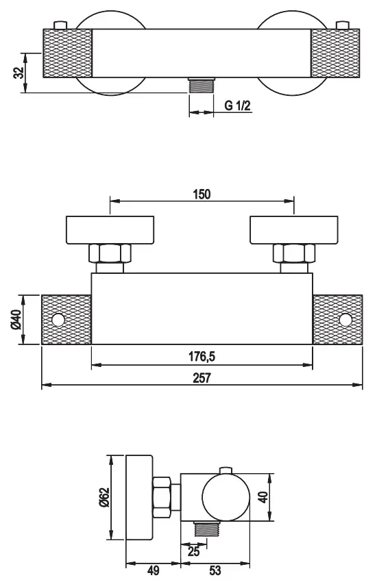 Brauer Brushed Carving thermostatische douchekraan met glijstang en 3 standen handdouche RVS geborsteld PVD