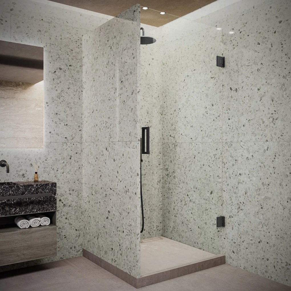 Saniclear Modern scharnieren + handvat voor douchedeur zwart mat