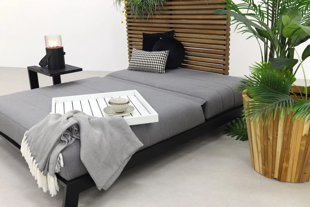 Mexico 2-persoons Sunbrella ligbed + bijzettafel - Lichtgrijs