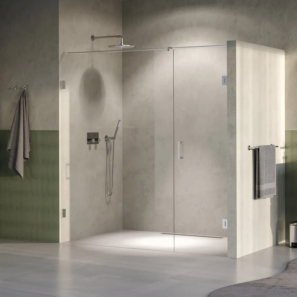 Brauer Void profielloze nisdeur 200cm met draaideur 70cm aan muur RVS geborsteld PVD