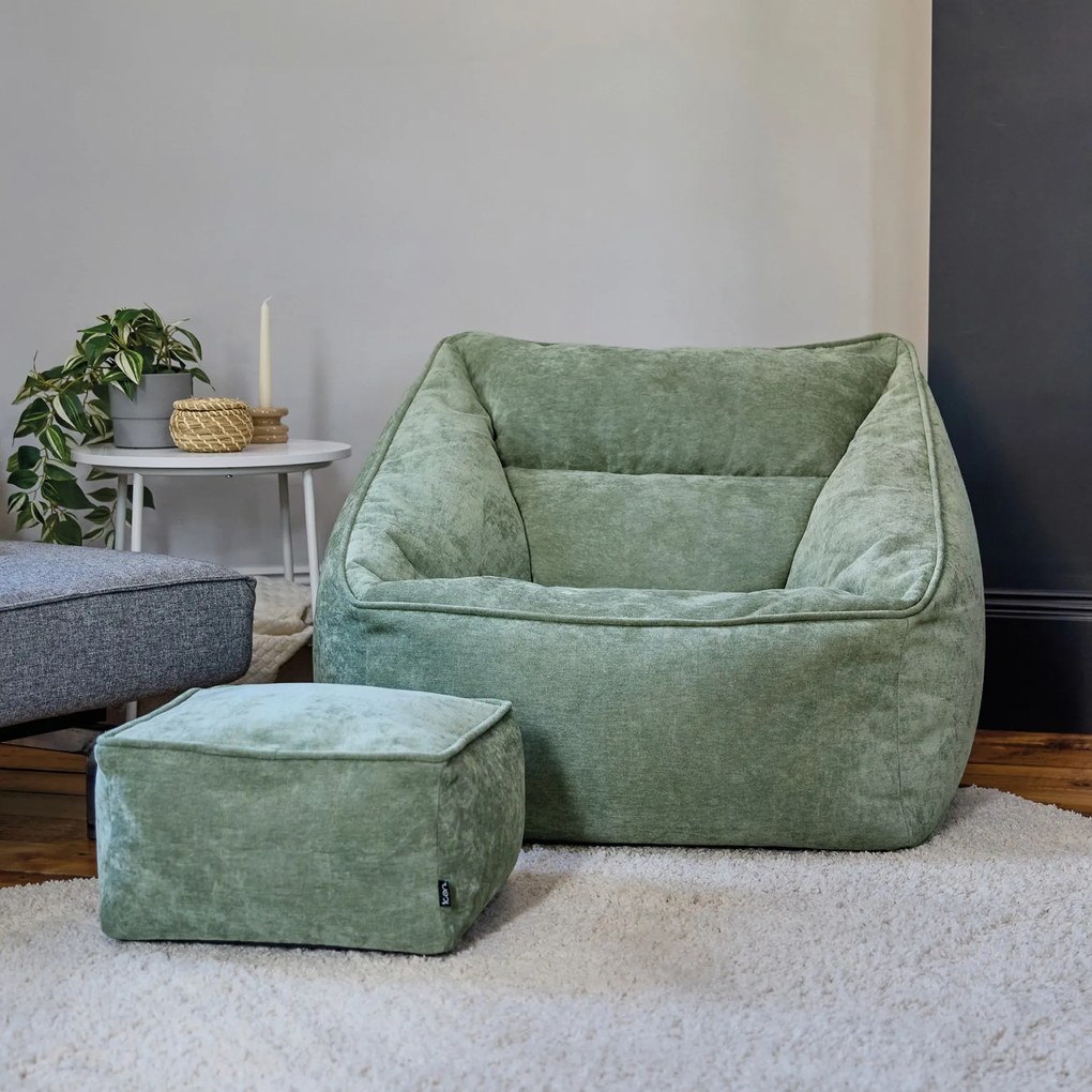 Natalia Chenille Armchair Bean Bag + Footstool