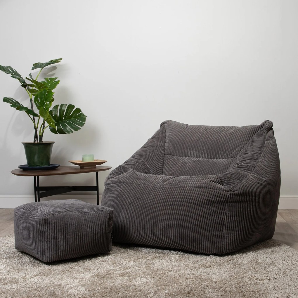 Morgan Cord Armchair Bean Bag + Footstool