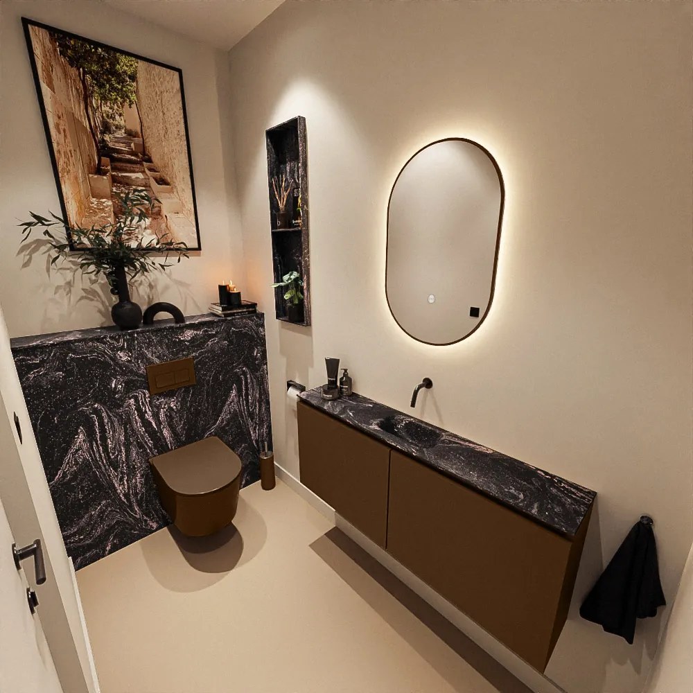 Mondiaz Ture DLux toiletmeubel 120cm rust met wastafel lava midden zonder kraangat